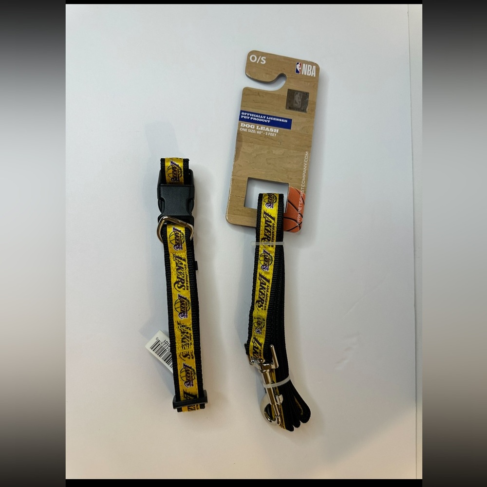 Los Angeles Lakers Dog Collar and Leash Set - Yellow & Black